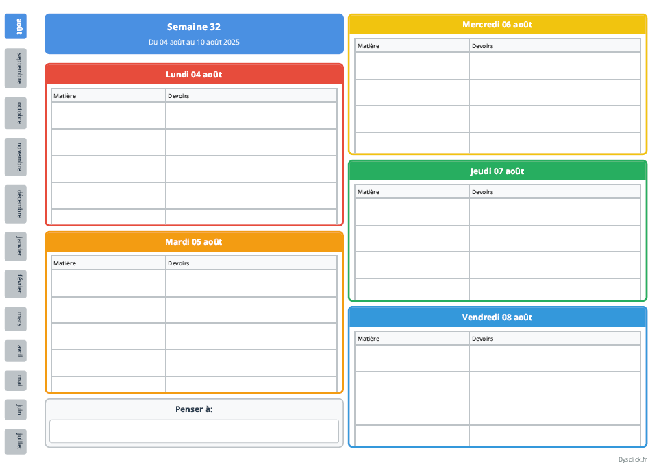 1 page par semaine